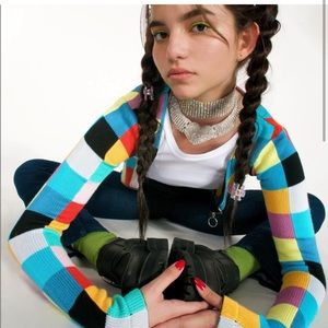 UNIF colorblock zip up sweater cardigan